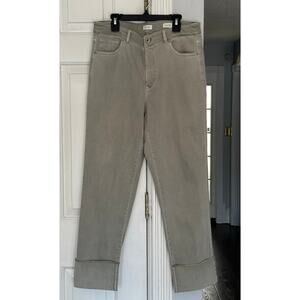 EUC J. Jill High Rise Cuffed Straight Leg Soft Light Green Sz 10 Jeans Neutral